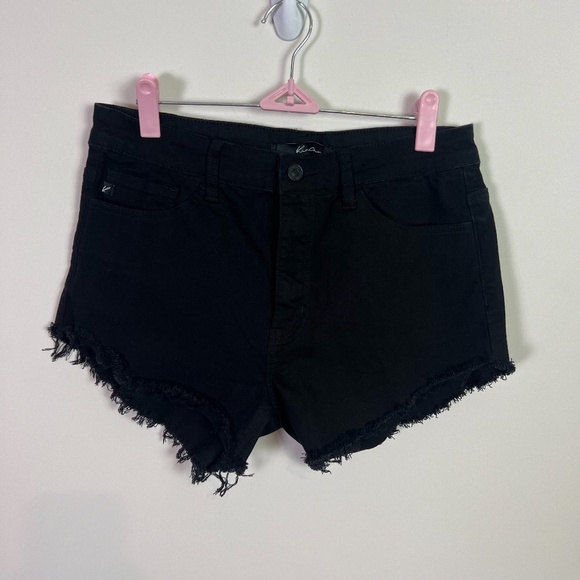 KanCan Black Raw Hem High Rise Denim Jean Shorts Size 11 / 29 Womens - Picture 1 of 5